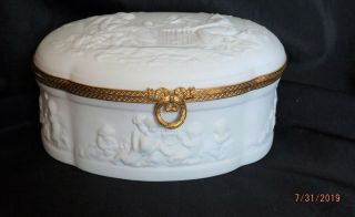 Limoges France White Jasperware Large 7 " Hinged Box