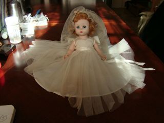 Vintage Madame Alexander Kins 7 1/2 " Doll Bent Knees,  Bride 1950 