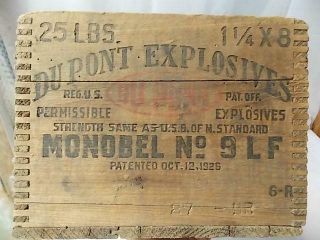 Antique 1926 Dupont Explosives Wood Crate Dovetail Box Du Pont