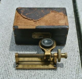 Antique W.  T.  Gregg Ny Brass Knitting Stitch Knot Counter Magnifier Loupe In Case
