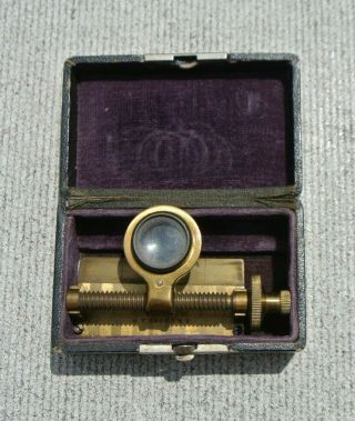 Antique W.  T.  Gregg NY Brass Knitting Stitch Knot Counter Magnifier Loupe in Case 2