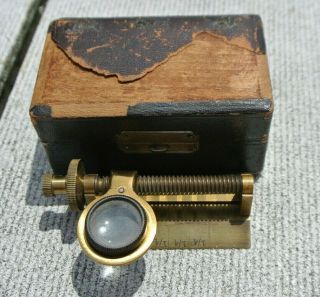 Antique W.  T.  Gregg NY Brass Knitting Stitch Knot Counter Magnifier Loupe in Case 4