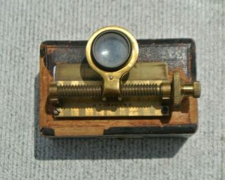 Antique W.  T.  Gregg NY Brass Knitting Stitch Knot Counter Magnifier Loupe in Case 5