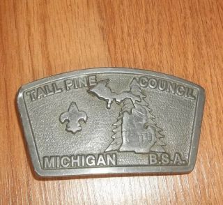 Bsa Boy Scouts Belt Buckle - Pewter Tall Pine Council Michigan
