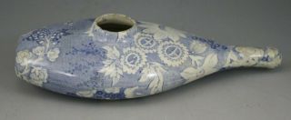 Antique Pottery Pearlware Blue Transfer Floral Baby Feeding Bottle 1825 Medical