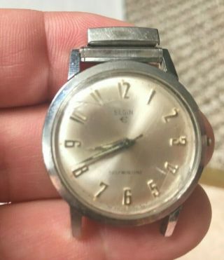 Vintage 1950s Elgin Self Winding Automatic Mens Watch - Stainless Case