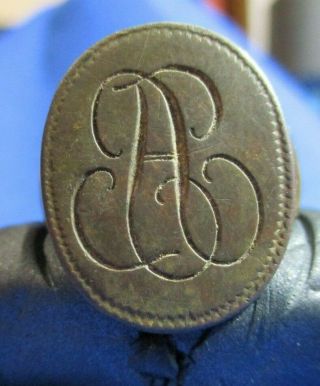 Gorgeous Antique Brass Ring With The Initial " A " 1800 