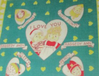 VINTAGE SIGNED J.  GRUELLE CO.  RAGGEDY ANN & ANDY DOLL Hanky I Love YOU 2