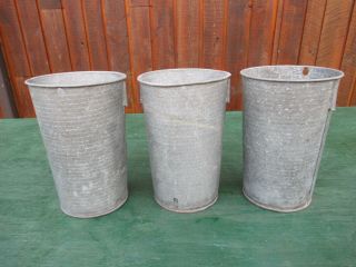 Antique 3 Maple Syrup Old Tin Sap Pail Buckets Planters 12 " High