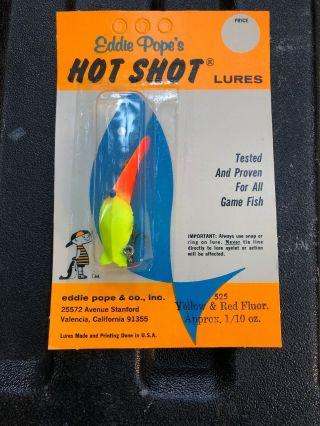 Vint Eddie Pope Hot Shot Old Stock Fishing Lure 525 Yellow Red Fluorescent
