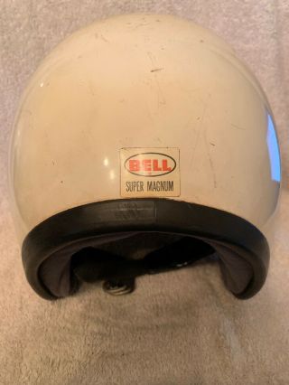 Vintage 1970 Bell Top - Tex Long Beach CA.  Magnum White Helmet Size 7 5/8 2