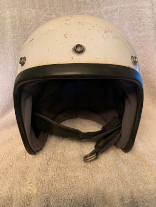 Vintage 1970 Bell Top - Tex Long Beach CA.  Magnum White Helmet Size 7 5/8 5
