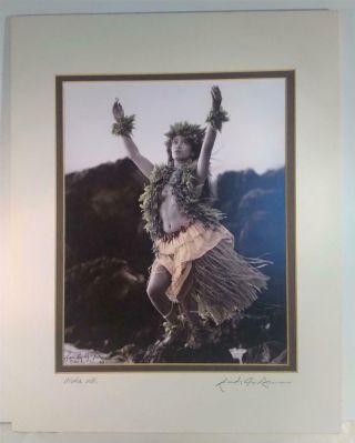Hawaiian Hula Girl Dancer Hand Colored Photograph Print Randy Jay Braun