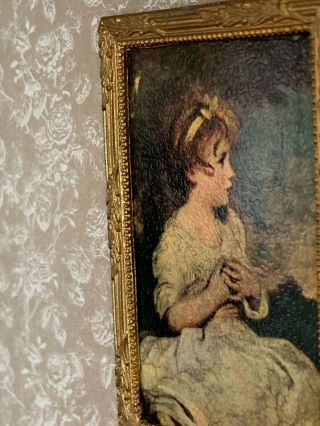 Vintage Miniature Dollhouse Artisan Print of Painting Little Girl Victorian 1:12 4