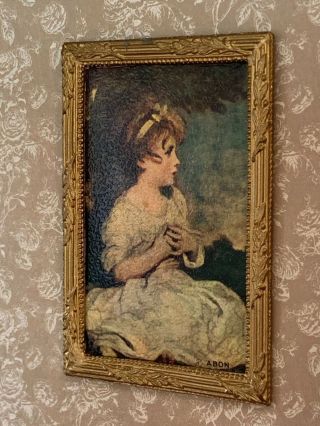 Vintage Miniature Dollhouse Artisan Print of Painting Little Girl Victorian 1:12 5