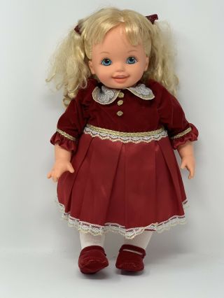 Vtg Mattel Barbie My Size Kelly Baby Doll Red Velvet Holiday Dress 15 "