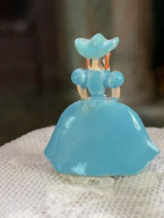 Vintage Miniature Dollhouse Artisan Sculpted Enamel Blue Southern Belle Lady 5