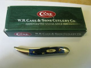 Case Xx Usa Small Texas Toothpick Knife Blue Jigged Bone Handles Made In Usa