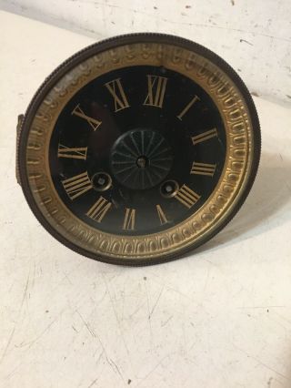 Antique French Slate Mantle Clock Movement W/ Slate Dial Signed Marti