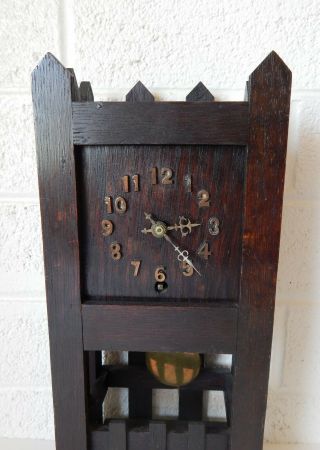 Antique Salesman Sample Oak Mission Arts & Crafts Grandfather Clock 2