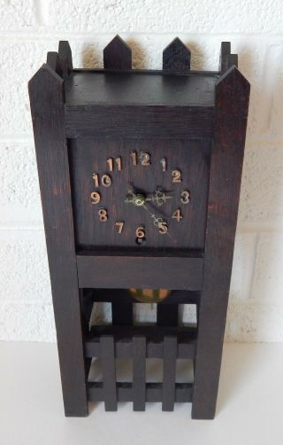Antique Salesman Sample Oak Mission Arts & Crafts Grandfather Clock 3