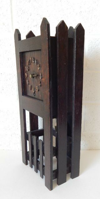 Antique Salesman Sample Oak Mission Arts & Crafts Grandfather Clock 4