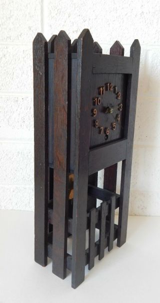 Antique Salesman Sample Oak Mission Arts & Crafts Grandfather Clock 8