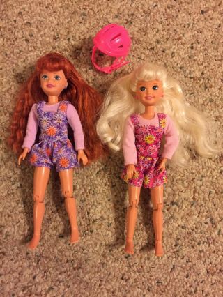 Vintage 1996 Barbie Mattel Bicyclin’ Stacie And Whitney Dolls Red Hair Blonde