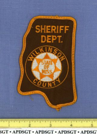 Wilkinson County Sheriff Mississippi Police Patch State Shape