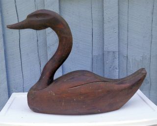 Antique Vintage Wooden Goose Decoy Hand Carved Solid Wood Collectible