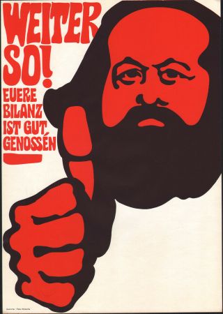 Ix.  Sed Party Conference - Karl Marx Keep It Up East German Art Poster 1976