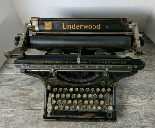 Antique Underwood No.  3 Standard Vintage Typewriter 14 Inch USA 1900 ' s era 2
