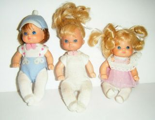 Heart Family Set Of 3 Babies Dolls Dressed Vintage Barbie Toddlers Mattel 80 