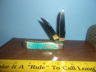 Casexx Knife Trapper Sky Blue Bone Handle Folding Pocketknife Made In Usa