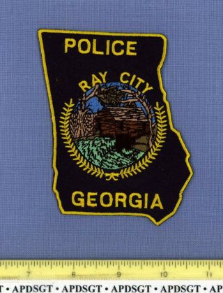 Ray City Georgia Sheriff Police Patch State Shape Old Log Cabin