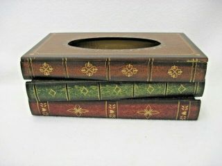 Wood Stack Of Faux Books Tissue Holder Dispense Antique Look 10 " X 4 "