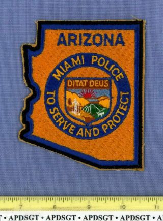 Miami Arizona Sheriff Police Patch State Shape Full Embroidery
