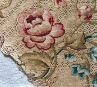 Fragment 19th Century French Linen Cotton Block Print Indienne 433