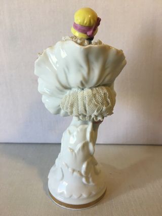 Muller Volkstedt Irish Dresden Porcelain Lace Figurine Lady Woman Girl Floral 6
