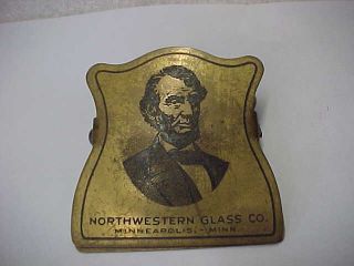 President Abraham Lincoln Brass Wall Paper Letter Clip Northwestern Glass Co.