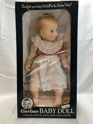 Vintage Gerber Baby 17 Inch Doll 1979 Red White Gingham 50th Anniv Moving Eyes