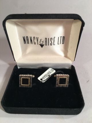 Vintage Nancy & Rise Ltd.  14k Gold,  Sterling Silver 925 And Black Onyx Cufflinks