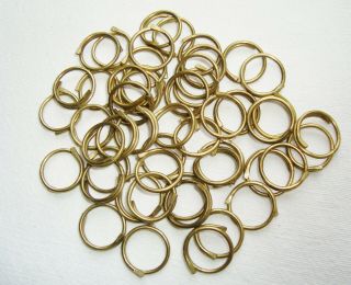 50 X Antique Vintage Old Brass Curtain Rings Hooks Hoops 1.  5cm 0.  5 "