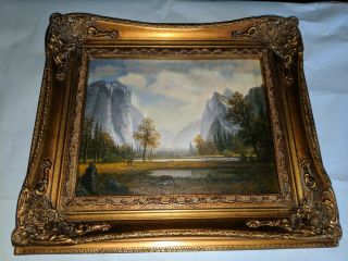 Ornate Wood Framed Oil Painting,  Medium 14 - 3/8 Inches Wide,  12 - 1/2 Tall,  Nature