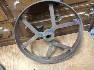 Antique Cast Iron Flat Belt Pulley 2.  5x16 Gas Steam Engine Sawmill Steampunk Art