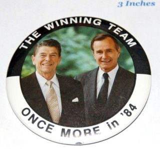 1984 Ronald Reagan Bush Campaign Pinback Button Political Presidential Election