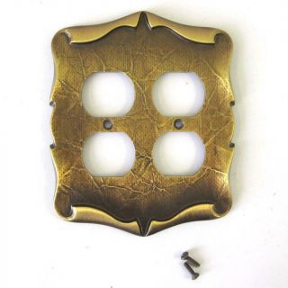 Bronze Metal Outlet Cover Double Duplex Mid Century Vintage With Matching Screws