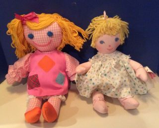 Vintage 17” Madame Alexander Funny Rag Doll Pink Gingham,  Muffin Rag Doll