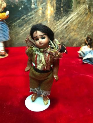 Antique German Bisque 5” Indian Native American Doll