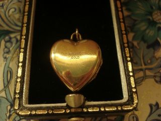 Very Pretty & Fine Antique Art Deco: Rolled Gold Heart Shaped Opening Locket 3